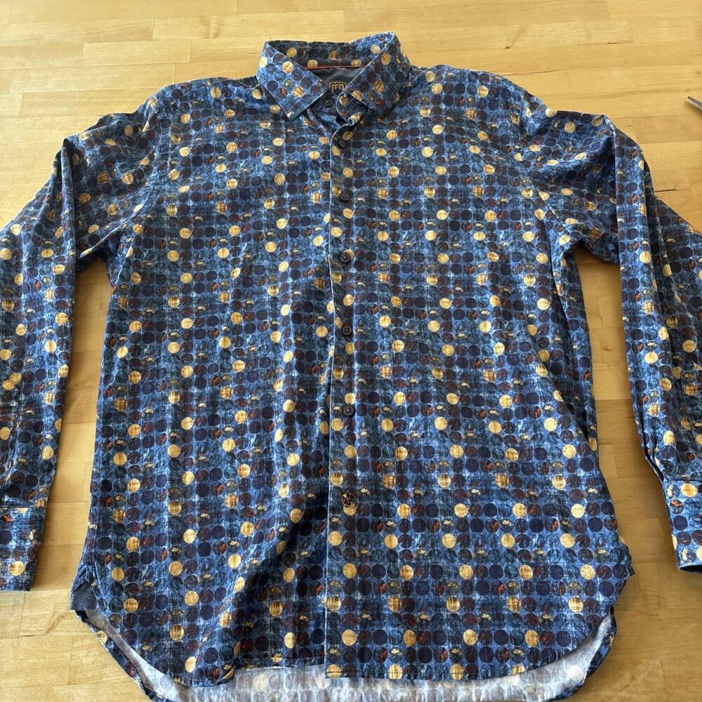 Men’s Large Luchiano Visconti Signature Collection Button Up circle print Shirt